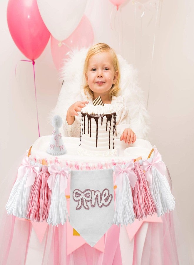 Fellibay First Birthday Party Decorations Boho Bow High Chair Banner No.1 Crown Cake Topper 1st Birthday Party Decor for Baby Girls - Image 4